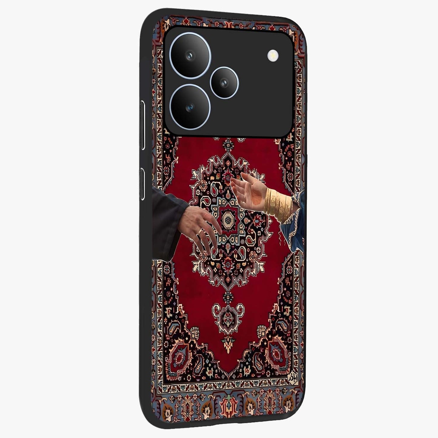 Royal Touch Reach Glass Case upright view showcasing stylish royal inspired artwork with graceful theme.