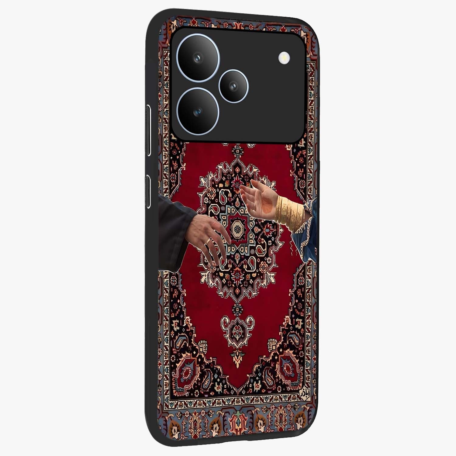 Royal Touch Reach Glass Case upright view showcasing stylish royal inspired artwork with graceful theme.