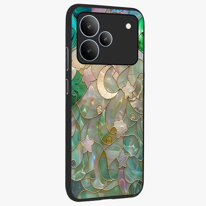 Stained Sunrise Glow Glass Case upright view showcasing colorful sunrise artwork with warm morning theme.