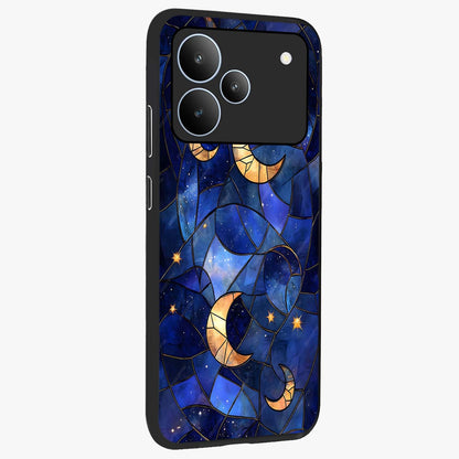 Starlit Sky Tapestry Glass Case upright view showcasing elegant starry sky artwork with cosmic decorative theme.