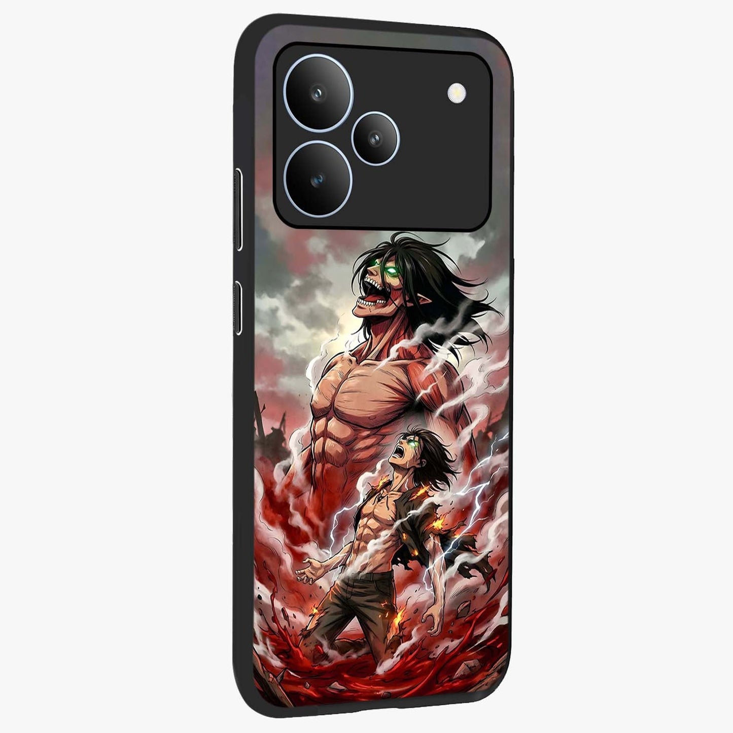 Titan Awakening Fury Glass Case upright view showcasing intense titan artwork with epic fantasy theme.