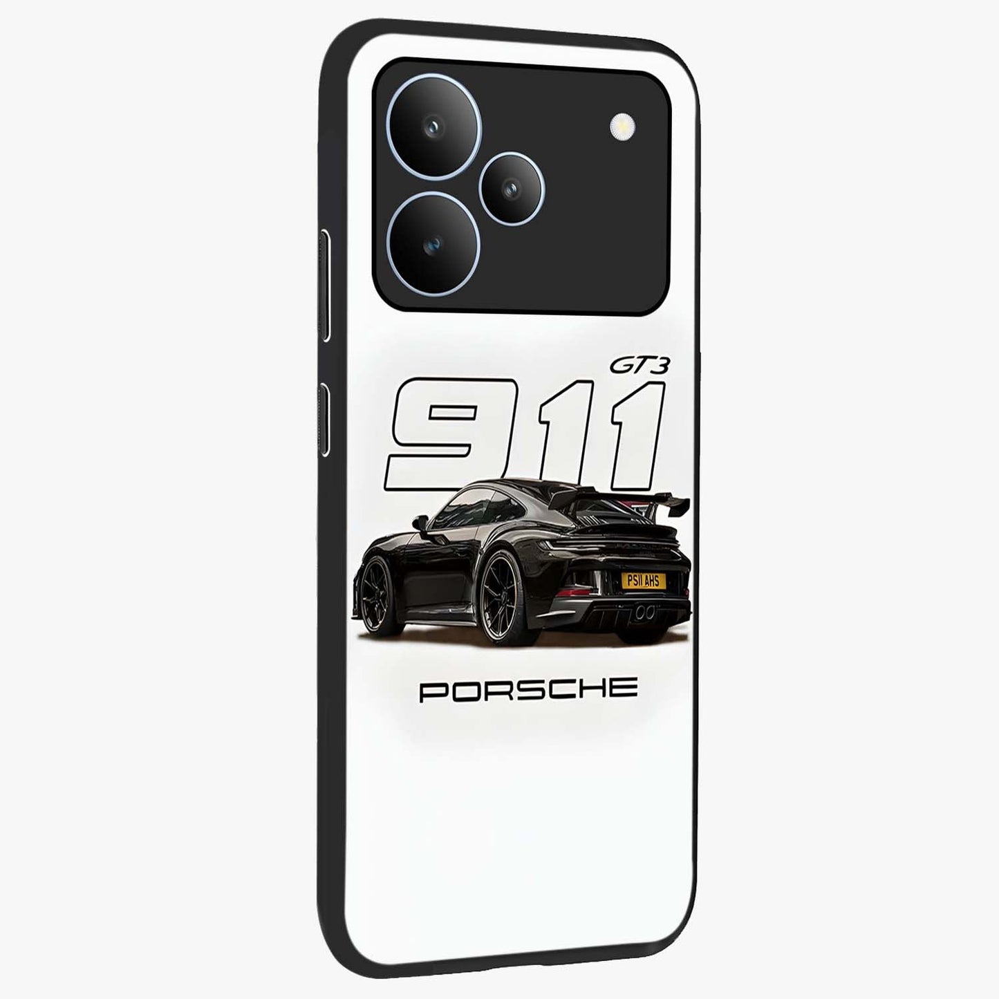 Turbo Legacy Icon Glass Case upright view showcasing bold racing inspired artwork with classic car theme.