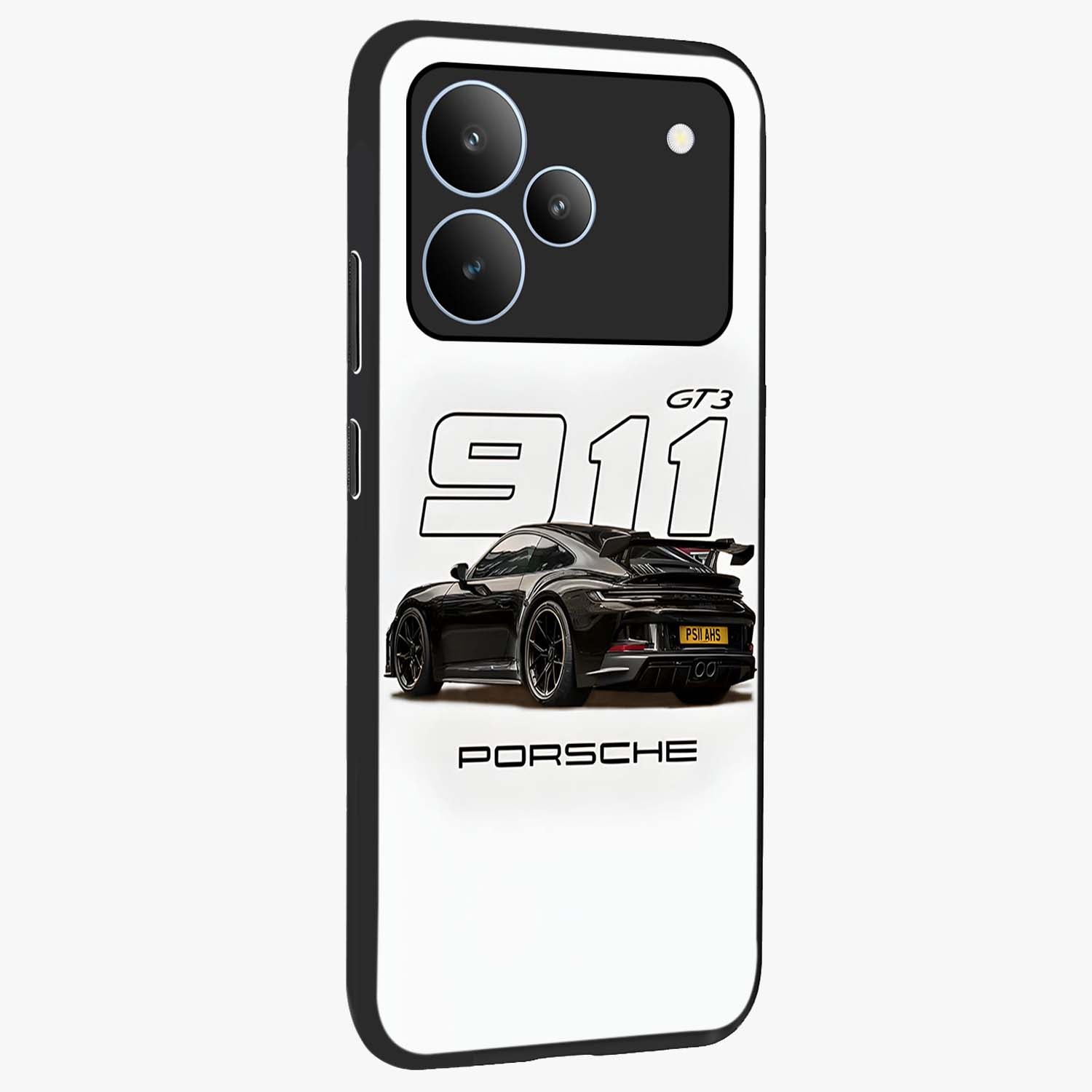 Turbo Legacy Icon Glass Case upright view showcasing bold racing inspired artwork with classic car theme.