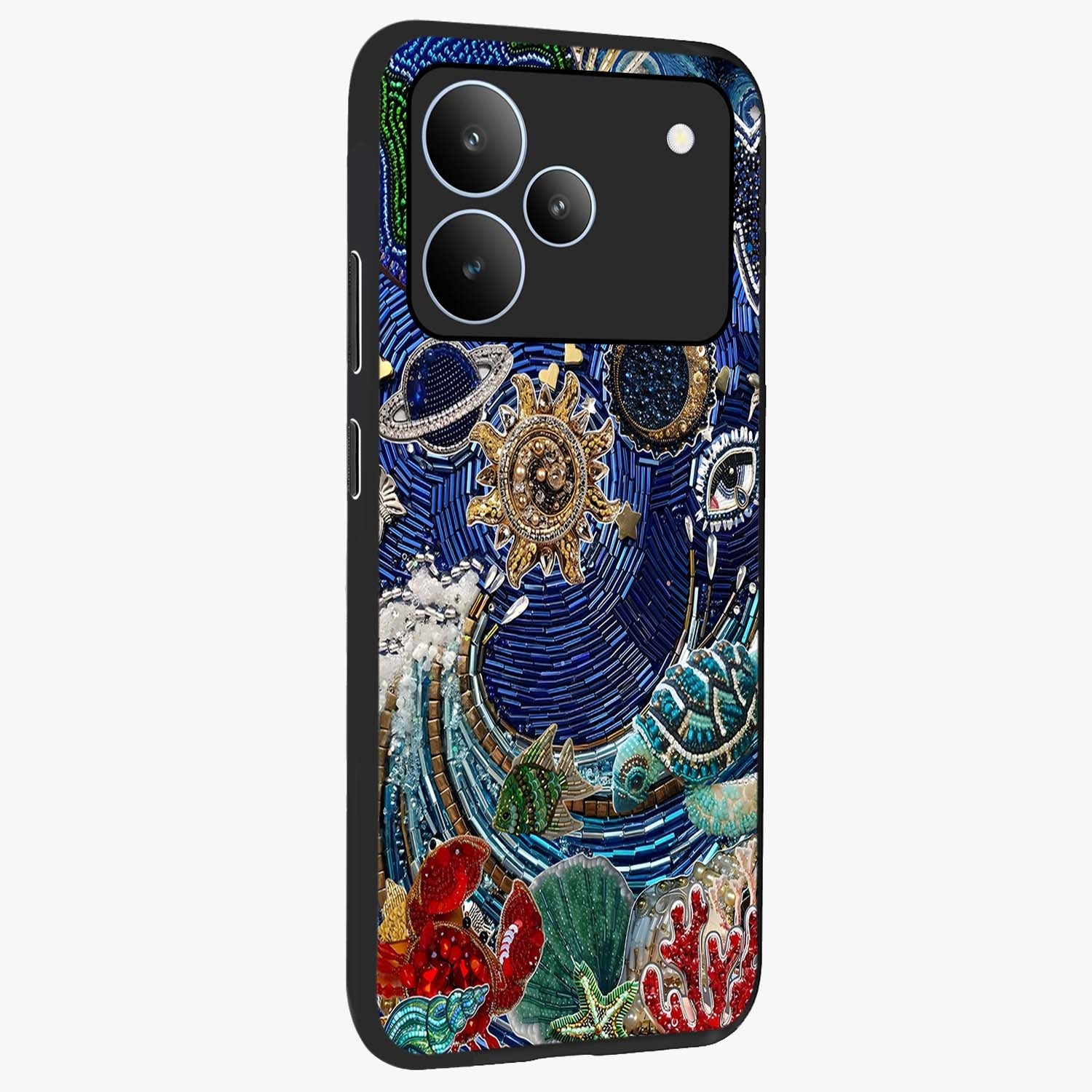 Universe Underwater Spark Glass Case upright view showcasing magical underwater galaxy artwork with vibrant cosmic theme.