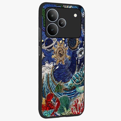 Universe Underwater Spark Glass Case upright view showcasing magical underwater galaxy artwork with vibrant cosmic theme.