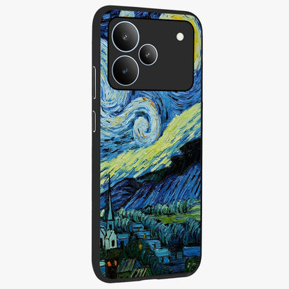 Van Gogh Art Glass Case upright view showcasing expressive painting style artwork with timeless artistic theme.