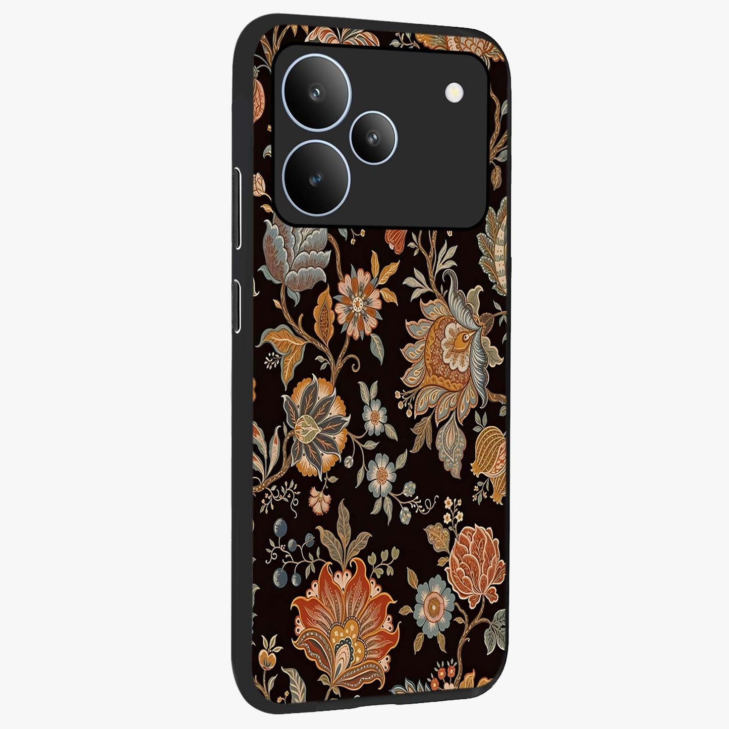 Vintage Floral Dream Glass Case upright view showcasing delicate floral artwork with timeless vintage theme.