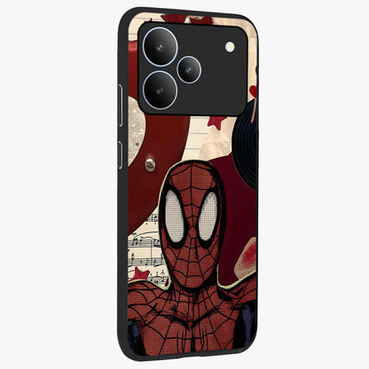 Web Warrior Vibes Glass Case upright view showcasing energetic superhero artwork with bold action theme.