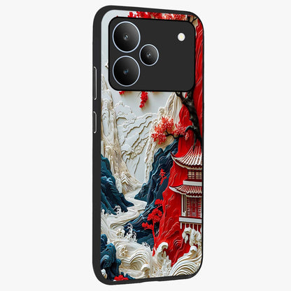 Whispers Of Sakura Waves Glass Case upright view showcasing delicate cherry blossom artwork with elegant nature theme.