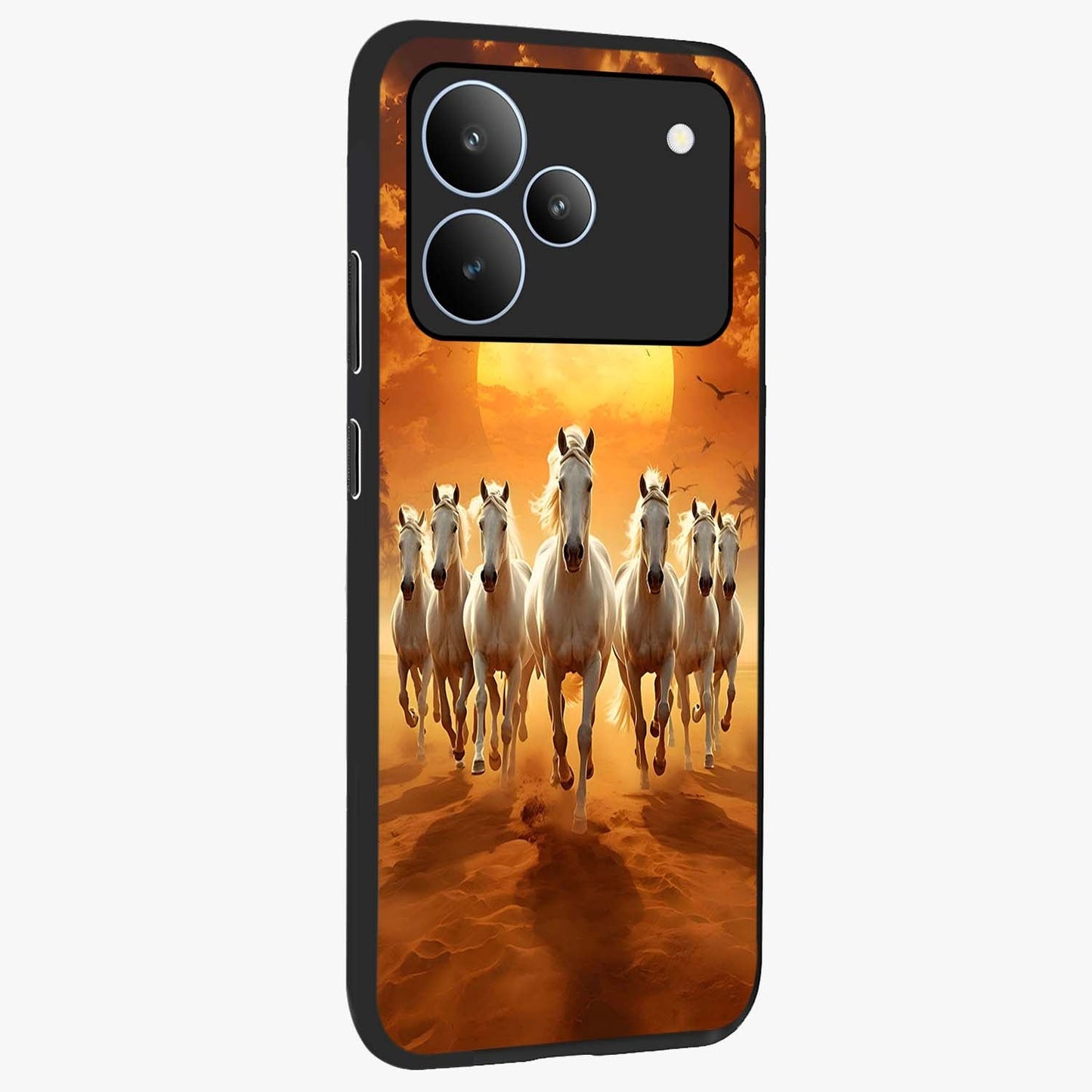 Wild Sunset Majesty Glass Case upright view showcasing dramatic sunset artwork with bold nature theme.