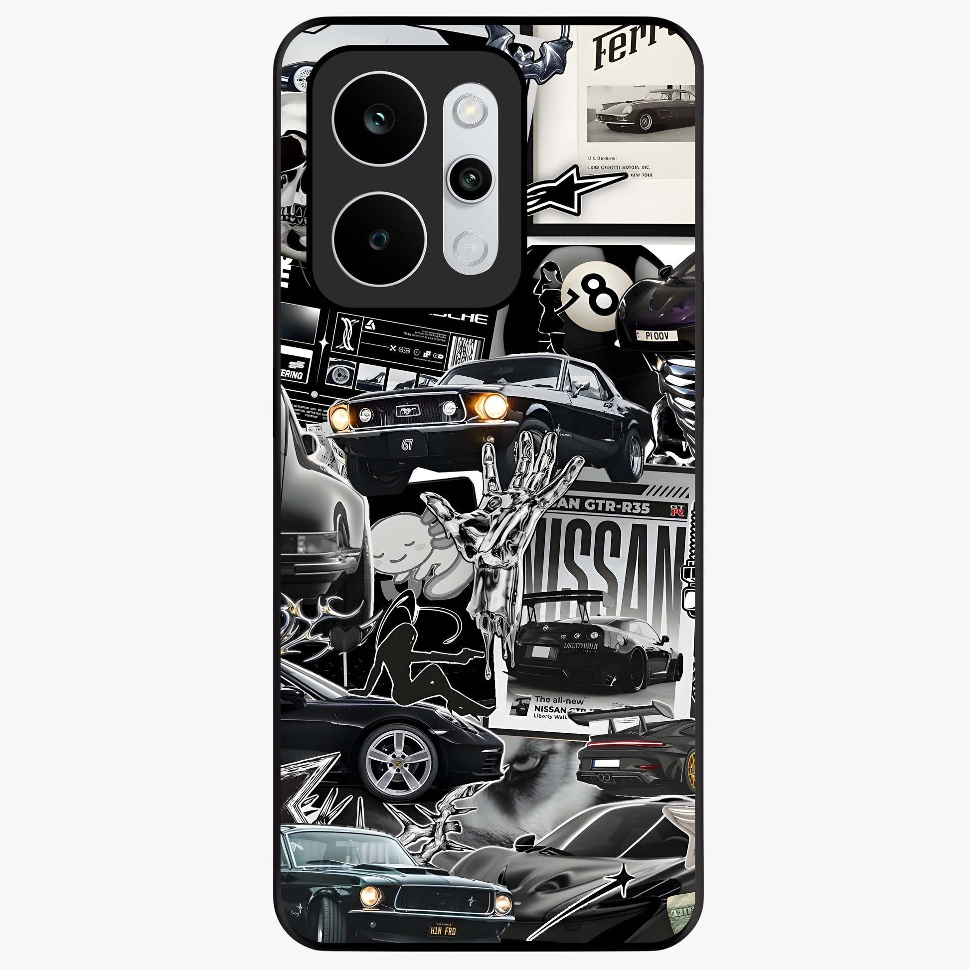 Aesthetic Dark Love Glass Case showing flat back view with dark romantic artwork and glossy glass finish.