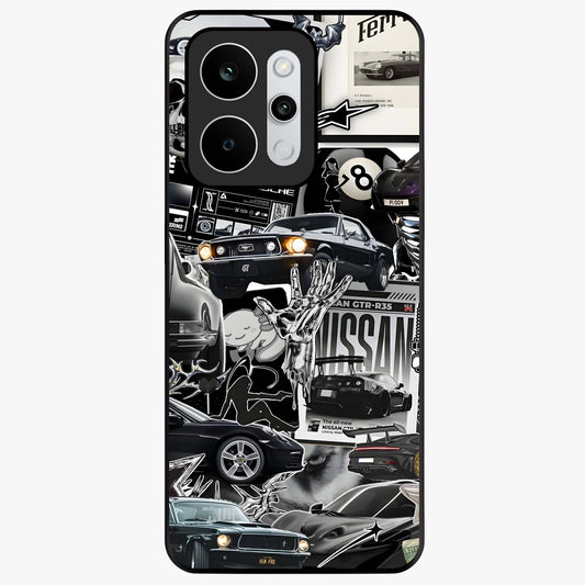 Aesthetic Dark Love Glass Case showing flat back view with dark romantic artwork and glossy glass finish.