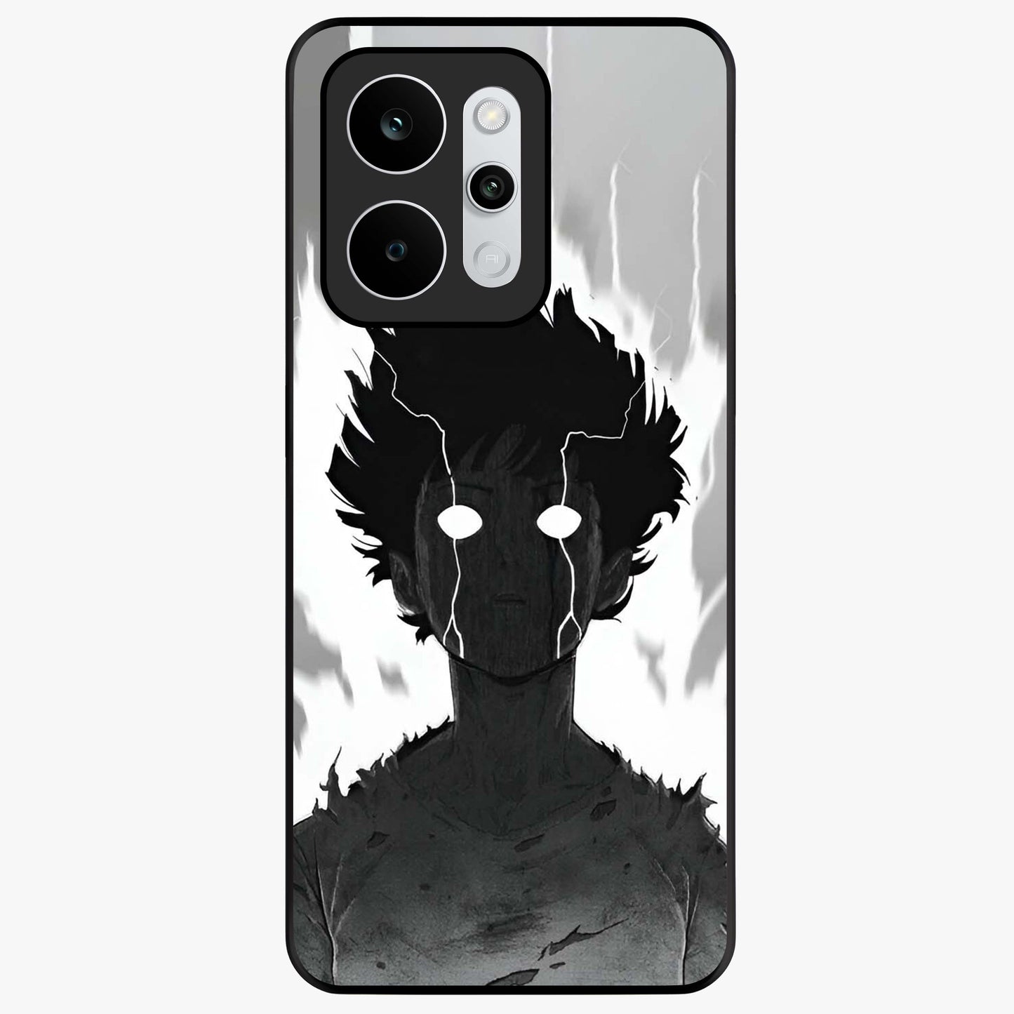 Awakened Inner Rage Glass Case showing flat back view with intense artistic artwork and glossy glass finish.