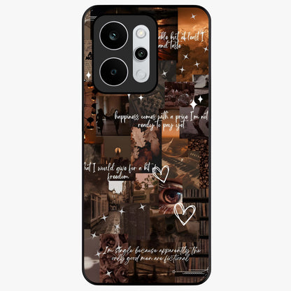 Bittersweet Aesthetic Chaos Glass Case showing flat back view with artistic chaotic aesthetic design and glossy glass finish.