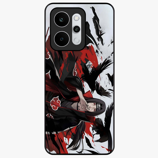 Crimson Crow Illusion Glass Case showing flat back view with artistic crow illusion artwork and glossy glass finish.