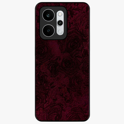 Crimson Fade Flow Glass Case showing flat back view with flowing crimson gradient artwork and glossy glass finish.