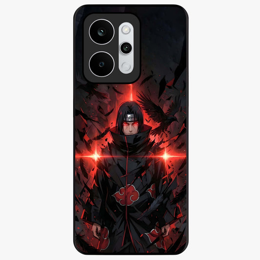 Focused Blade Discipline Glass Case showing flat back view with warrior sword themed artwork and glossy glass finish.