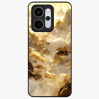 Gates Of Illumination Glass Case showing flat back view with mystical illuminated gate artwork and glossy glass finish.