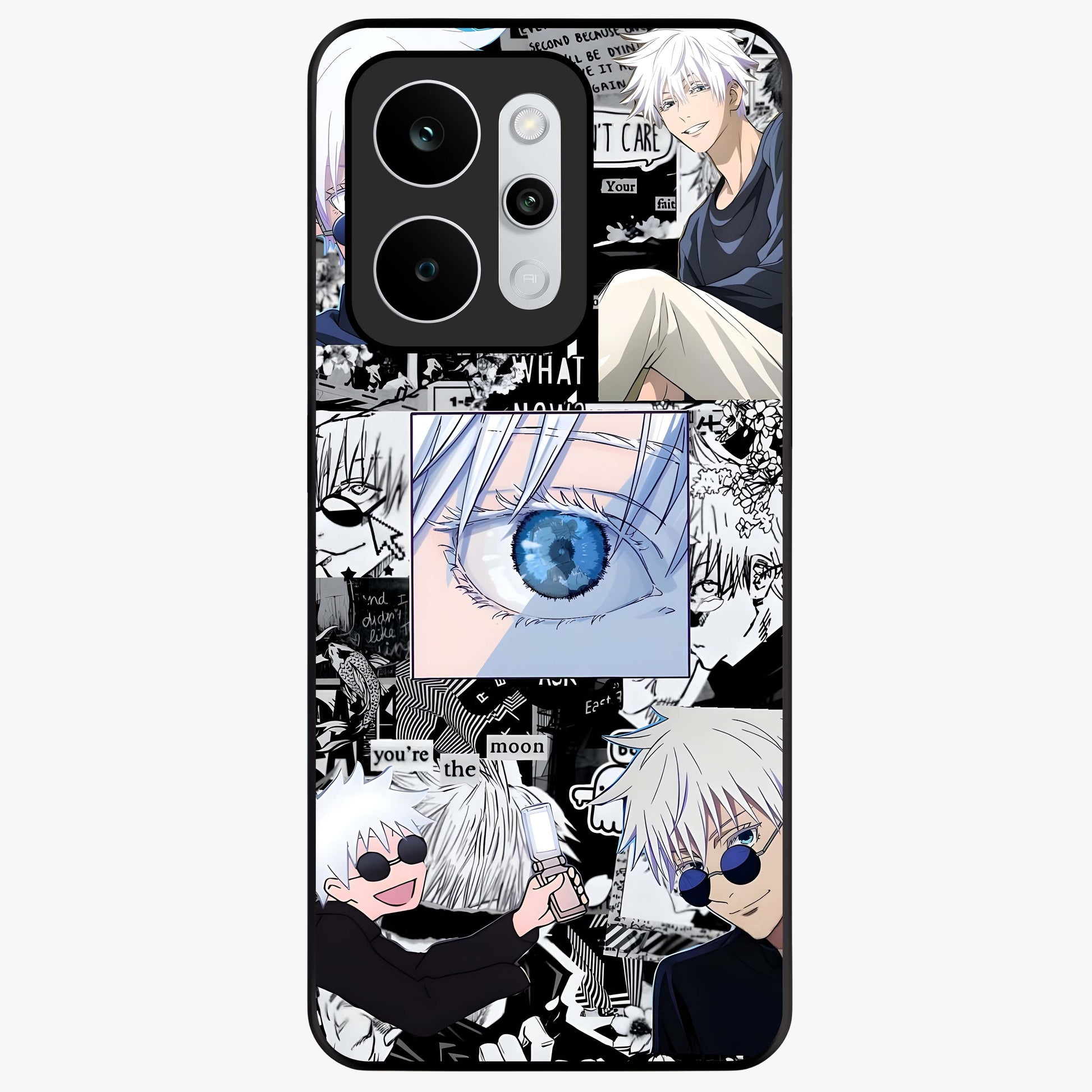 Infinity Sorcerer Chaos Glass Case showing flat back view with mystical sorcerer themed artwork and glossy glass finish.