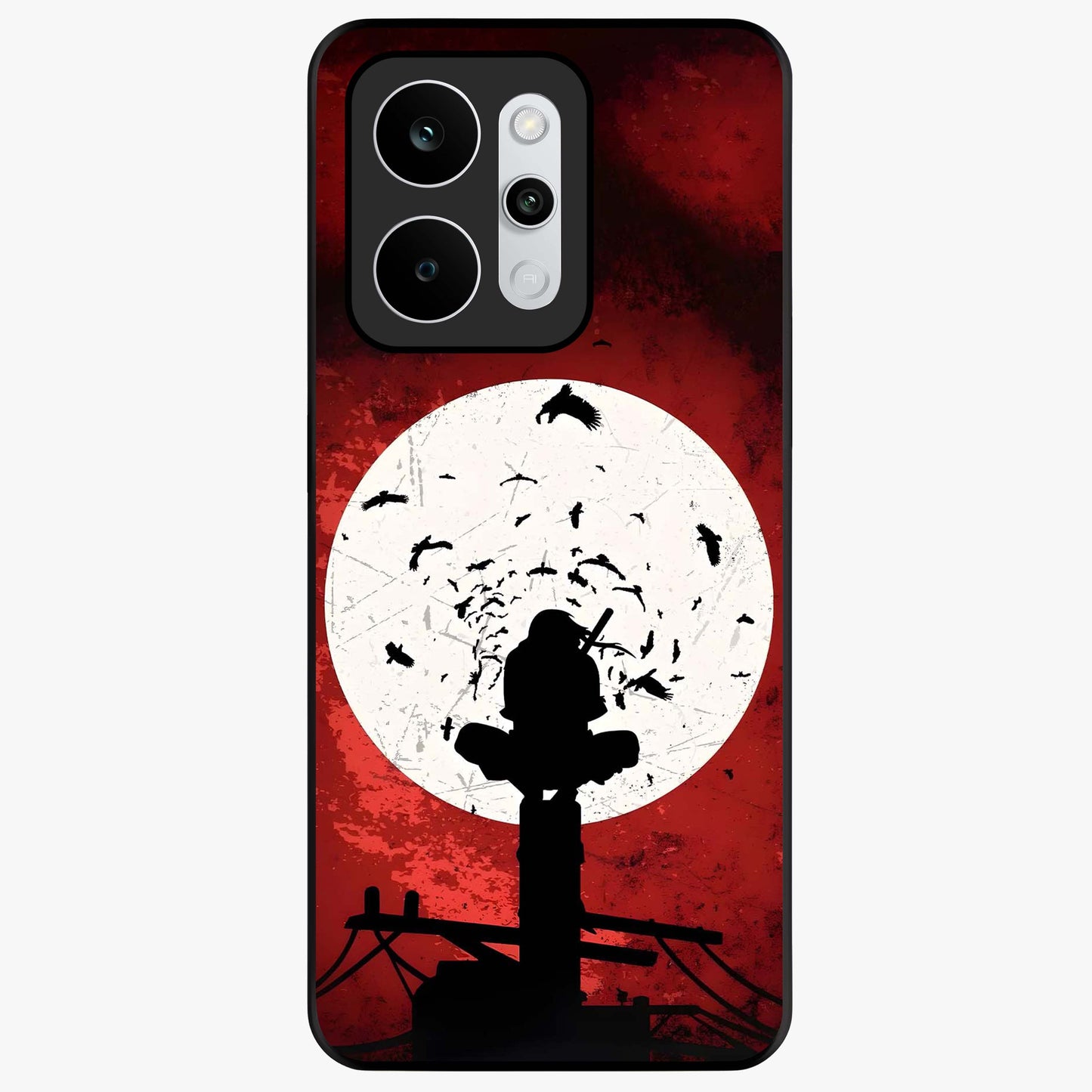 Itachi Limited Edition Naruto Anime Glass Case showing flat back view with iconic anime character artwork and glossy glass finish.