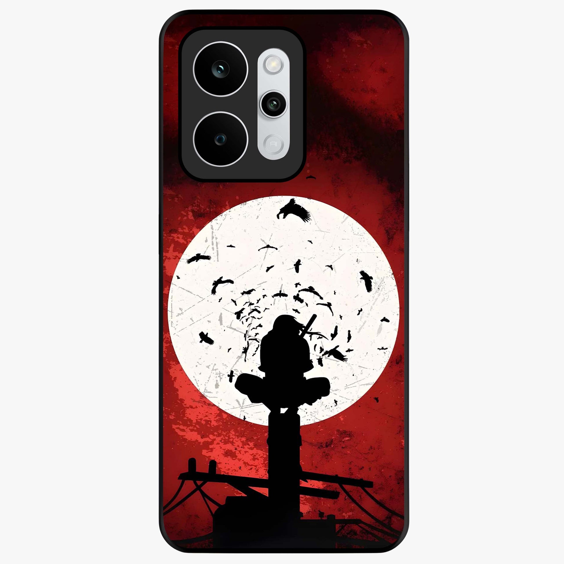 Itachi Limited Edition Naruto Anime Glass Case showing flat back view with iconic anime character artwork and glossy glass finish.