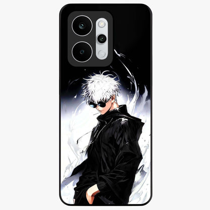 Limitless Shadow King Glass Case showing flat back view with powerful shadow warrior artwork and glossy glass finish.