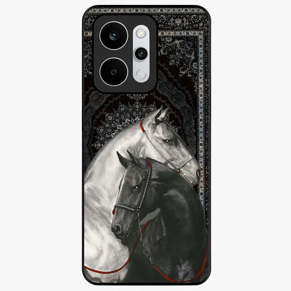Majestic Ride Legacy Glass Case showing flat back view with powerful automotive inspired artwork and glossy glass finish.