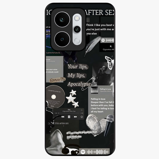 Midnight Love Echo Glass Case showing flat back view with romantic midnight themed artwork and glossy glass finish.