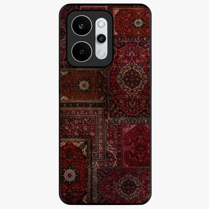 Persian Velvet Tale Glass Case showing flat back view with luxurious Persian velvet pattern artwork and glossy glass finish.