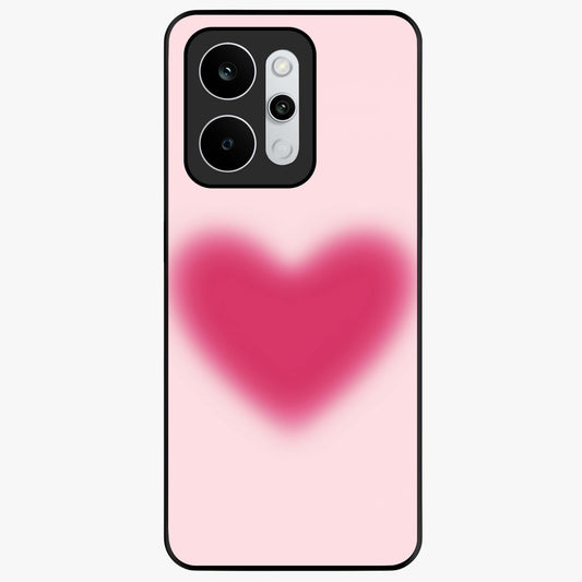 Pink Aura Heart Glass Case showing flat back view with glowing heart artwork and glossy glass finish.