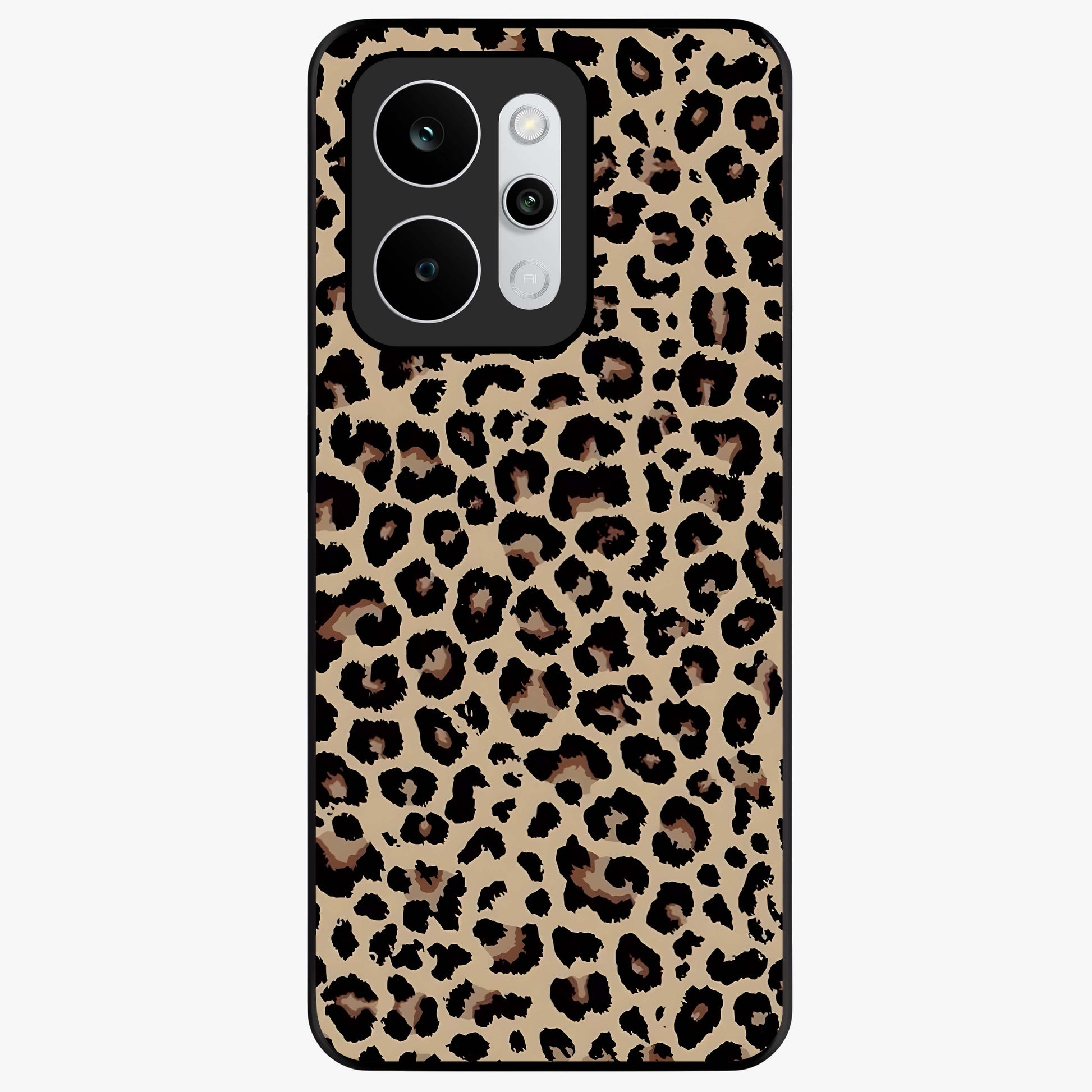 Savage Chic Pattern Glass Case showing flat back view with stylish patterned artwork and glossy glass finish.