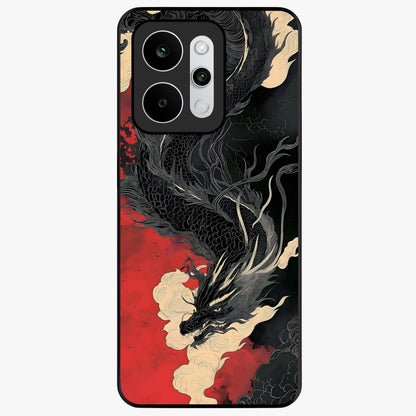 Shadow Dragon Fury Glass Case showing flat back view with fierce dragon artwork and glossy glass finish.