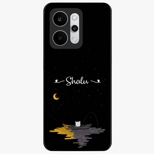 Silent Night Row Glass Case showing flat back view with calm night themed artwork and glossy glass finish.