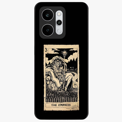 The Empress Glass Case showing flat back view with regal feminine artwork and glossy glass finish.