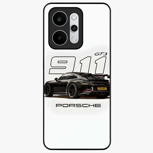 Turbo Legacy Icon Glass Case showing flat back view with iconic sports car inspired artwork and glossy glass finish.