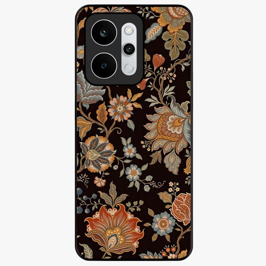 Vintage Floral Dream Glass Case showing flat back view with classic floral artwork and glossy glass finish.