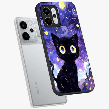 Abstract Cat Art Glass Case displayed in angled mockup highlighting modern abstract cat artwork and sleek glass surface.