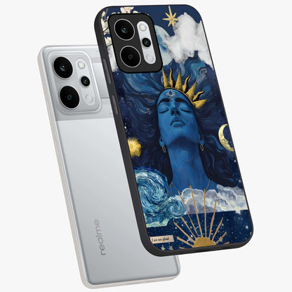 Aesthetic Lord Shiva Glass Case displayed in angled mockup highlighting spiritual Shiva illustration and sacred aesthetic design.