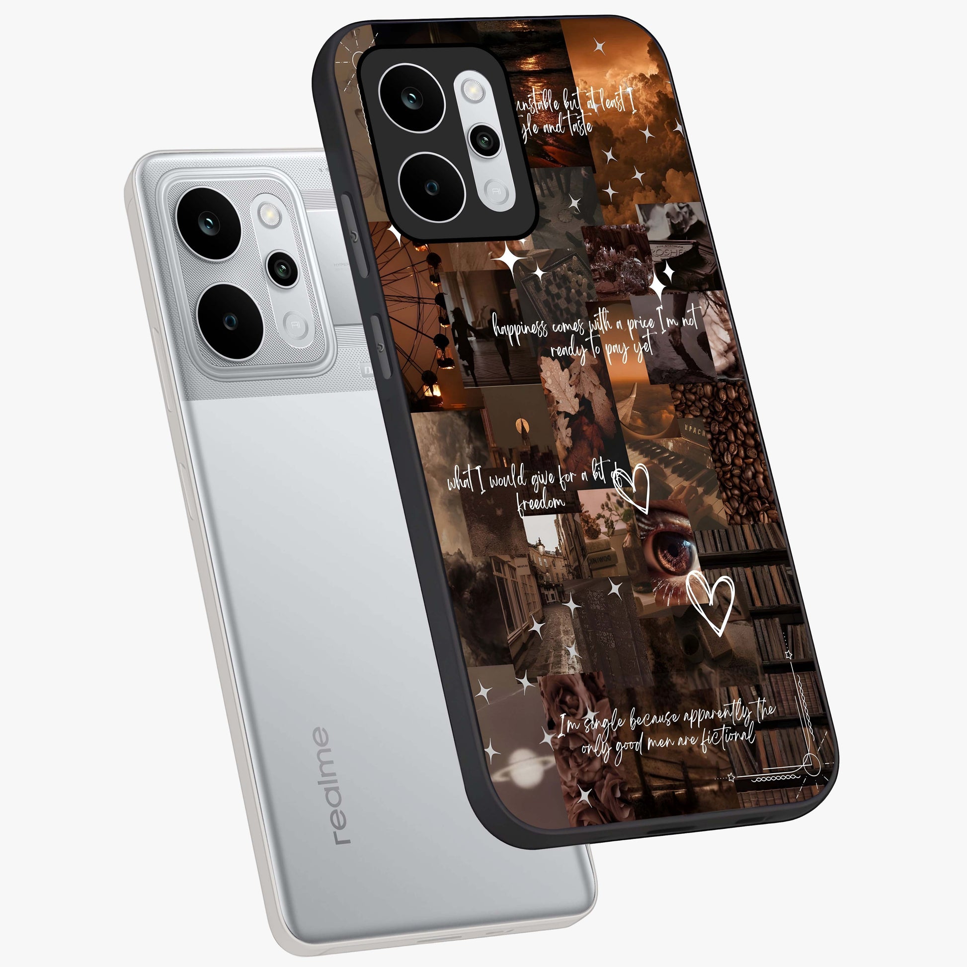 Bittersweet Aesthetic Chaos Glass Case displayed in angled mockup highlighting expressive abstract artwork and edgy aesthetic theme.