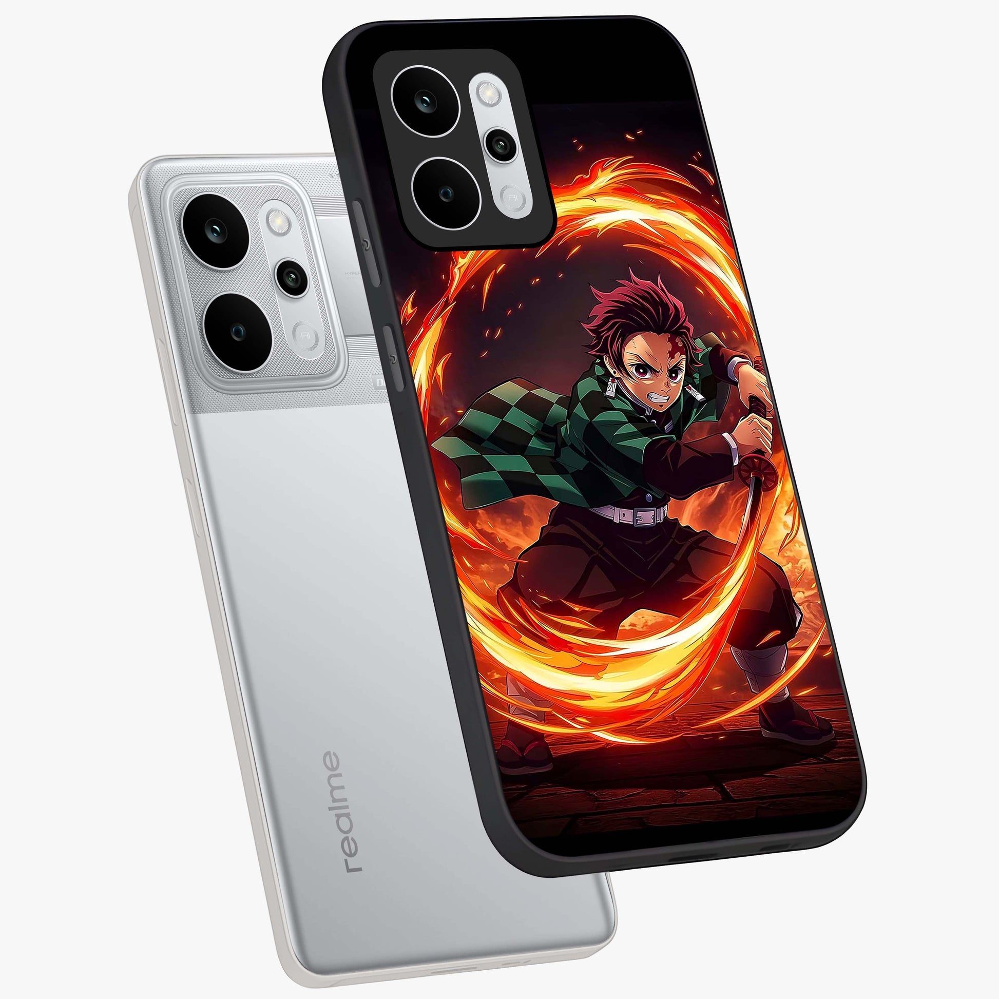 Blazing Sword Resolve Glass Case displayed in angled mockup highlighting powerful sword illustration and bold fantasy theme.