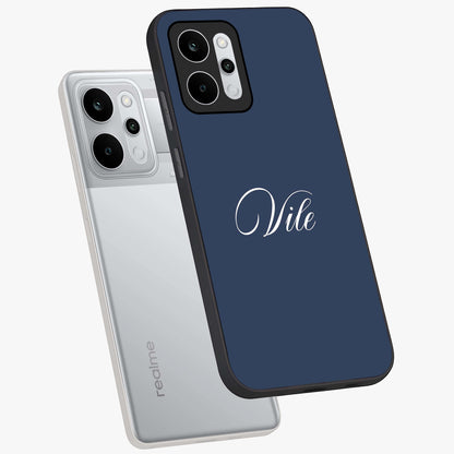 Blue Vintage Floral Pattern Glass Case showing flat back view with elegant vintage floral artwork and glossy glass finish.