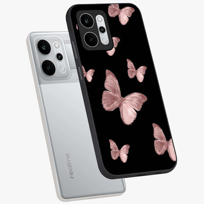 Butterfly Pattern Glass Case displayed in angled mockup highlighting delicate butterfly design and aesthetic pattern style.
