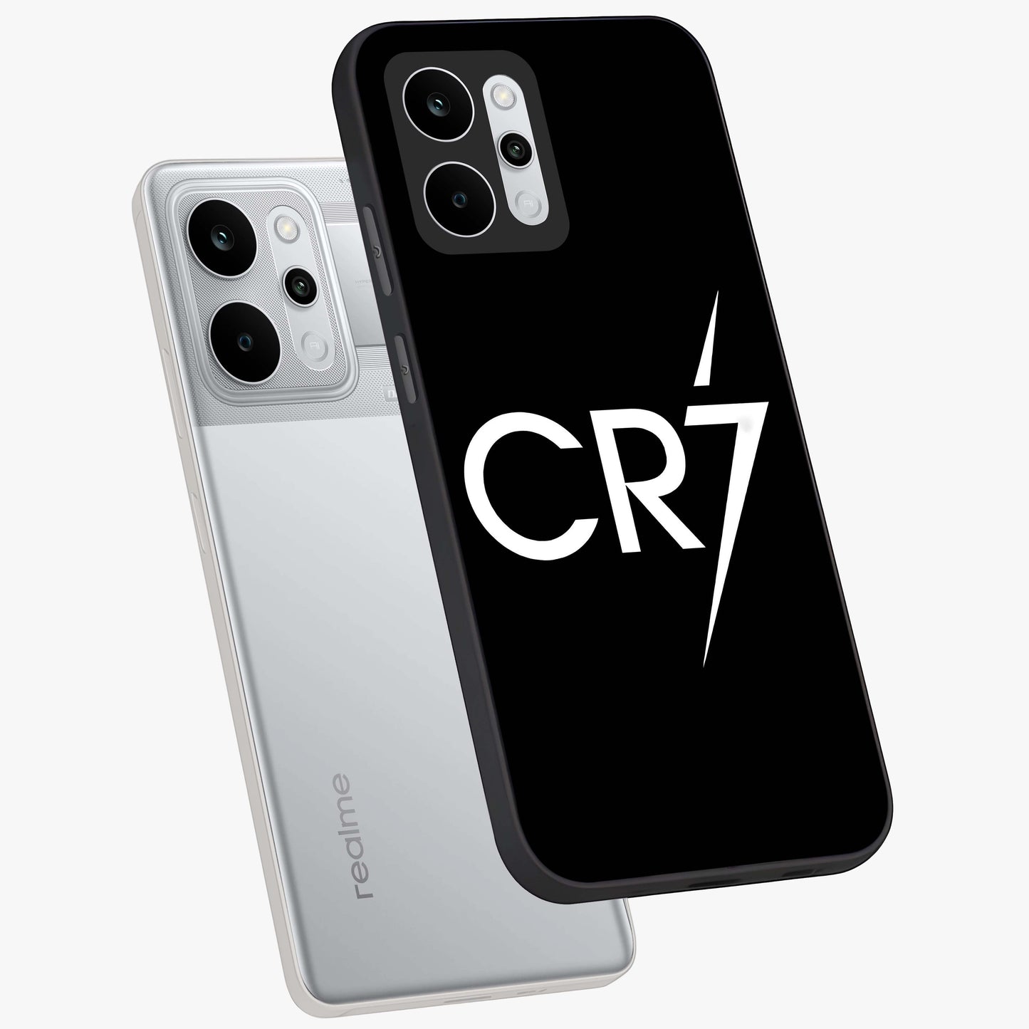 Cr7 Elite Strike Glass Case displayed in angled mockup highlighting powerful sports graphic with bold athletic theme.