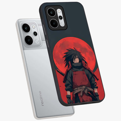 Crimson Moon Warlord Glass Case displayed in angled mockup highlighting dramatic crimson moon design with fantasy aesthetic.