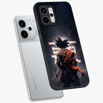 Dark Warrior In Rain Glass Case displayed in angled mockup highlighting dramatic warrior illustration with dark rain aesthetic.