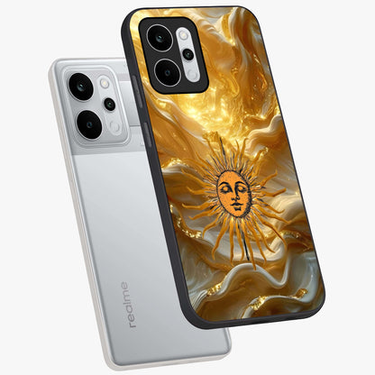 Eternal Golden Glow Glass Case displayed in angled mockup highlighting glowing golden aesthetic design with elegant style.