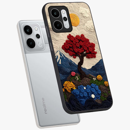 Eternal Nature Tapestry Glass Case displayed in angled mockup highlighting detailed botanical pattern with artistic aesthetic.