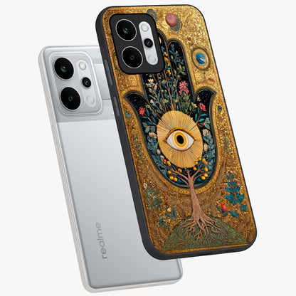 Ethereal Evil Eye Glass Case displayed in angled mockup highlighting protective evil eye symbol with spiritual aesthetic design.
