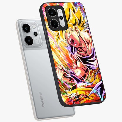 Firing Goku Glass Case displayed in angled mockup highlighting dynamic anime character design with action aesthetic.