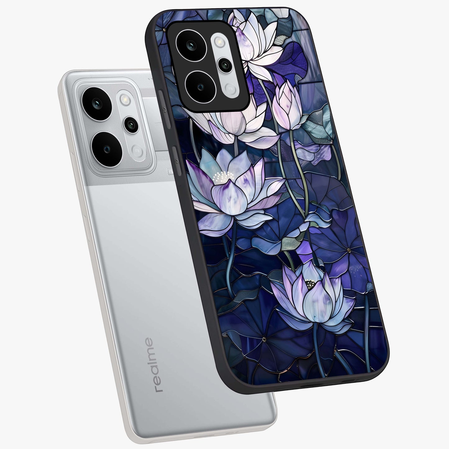 Gloss Petal Rush Glass Case displayed in angled mockup highlighting vibrant petal design with elegant floral aesthetic.
